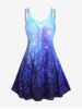 Plus Size 3D Glitter Sparkles Three Print Crisscross Sleeveless A Line Dress -  