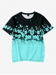 T-shirt pour Enfants à Imprimé Fleuri en Blocs de Couleurs - Bleu 100