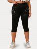 Gothic Skull Lace Panel Tank Top and Studded Leggings Plus Size Summer Outfit -  