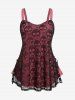 Plus Size Skull Lace Overlay Gothic Tank Top -  