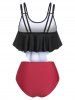 Maillot de Bain Tankini Patriotique à Imprimé Vie Mer - Noir XXXL