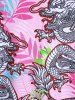 Plus Size Oriental Dragon Leaves Print Padded Boyleg Tankini Swimsuit -  