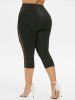 Plus Size Skull Lace Insert Cropped Leggings -  