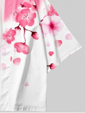 Plus Size Sakura Print Open Kimono