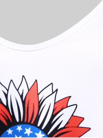 Plus Size Patriotic Sunflower Print Tank Top