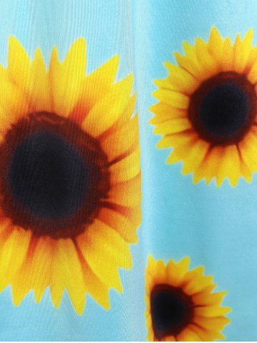 Plus Size Sunflower Print Crisscross Sundress