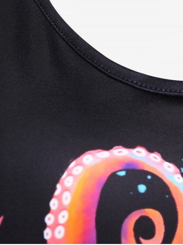 Plus Size 3D Octopus Print Short Sleeves Tee