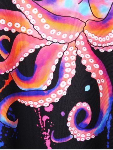 Plus Size 3D Octopus Print Short Sleeves Tee