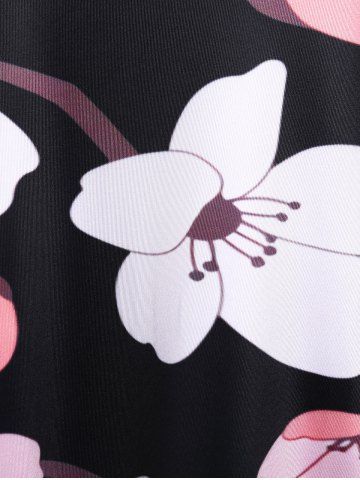 Plus Size Peach Blossom Print Crisscross Sundress