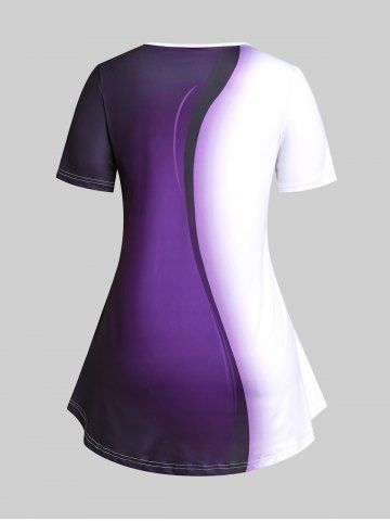 Heart Floral Print Colorblock Tee and Capri Leggings Valentines Plus Size Summer Outfit