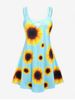Plus Size Sunflower Print Crisscross Sundress -  
