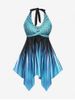Plus Size Halter Ombre Stripe Polka Dot Handkerchief Modest Swim Dress -  