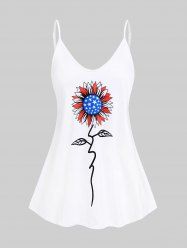 Plus Size Patriotic Sunflower Print Tank Top -  