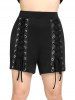 O-Ring Strappy Tank Top and Lace Up Shorts Gothic Plus Size Summer Outfit -  