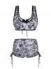 Maillot de Bain Tankini à Imprimé Fleuri Cachemire à Lacets Style Bohémien - Noir XXXL