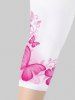 Legging Corsaire à Imprimé Papillon à Taille Haute de Grande Taille - Rose clair 5x | US 30-32
