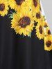 Plus Size Sunflower Print Two Tone Crisscross Sleeveless Sundress -  