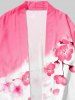 Kimono Ouvert à Imprimé Sakura Grande-Taille - Rose clair 4XL