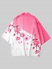 Kimono Ouvert à Imprimé Sakura Grande-Taille - Rose clair S