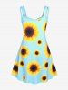 Plus Size Sunflower Print Crisscross Sundress -  