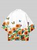 Plus Size Sunflower Butterfly Print Kimono Top -  