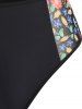 Plus Size Floral Mesh Insert Ruffle High Waist Tankini Swimwear -  
