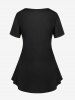 T-shirt à Imprimé 3D Pieuvre de Grande Taille à Manches Courtes - Noir 5x | US 30-32