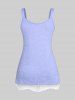 Plus Size Two Tone O Rings Lace Panel Tank Top -  