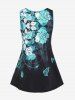 Plus Size Flower Butterfly Colorblock Lace Panel Tank Top -  
