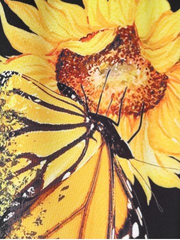 Plus Size Sunflower Butterfly Printed T Shirt