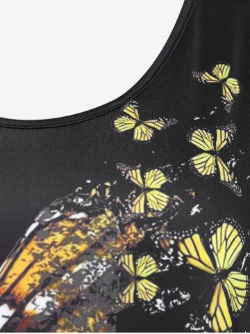 Plus Size Sunflower Butterfly Printed T Shirt