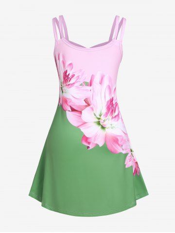 Plus Size Crisscross Floral Print Sundress