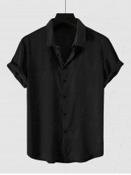 Solid Color Short Sleeves Satin Shirt -  