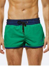 Beach Contrast Colorblock Drawstrings Casual Board Shorts -  