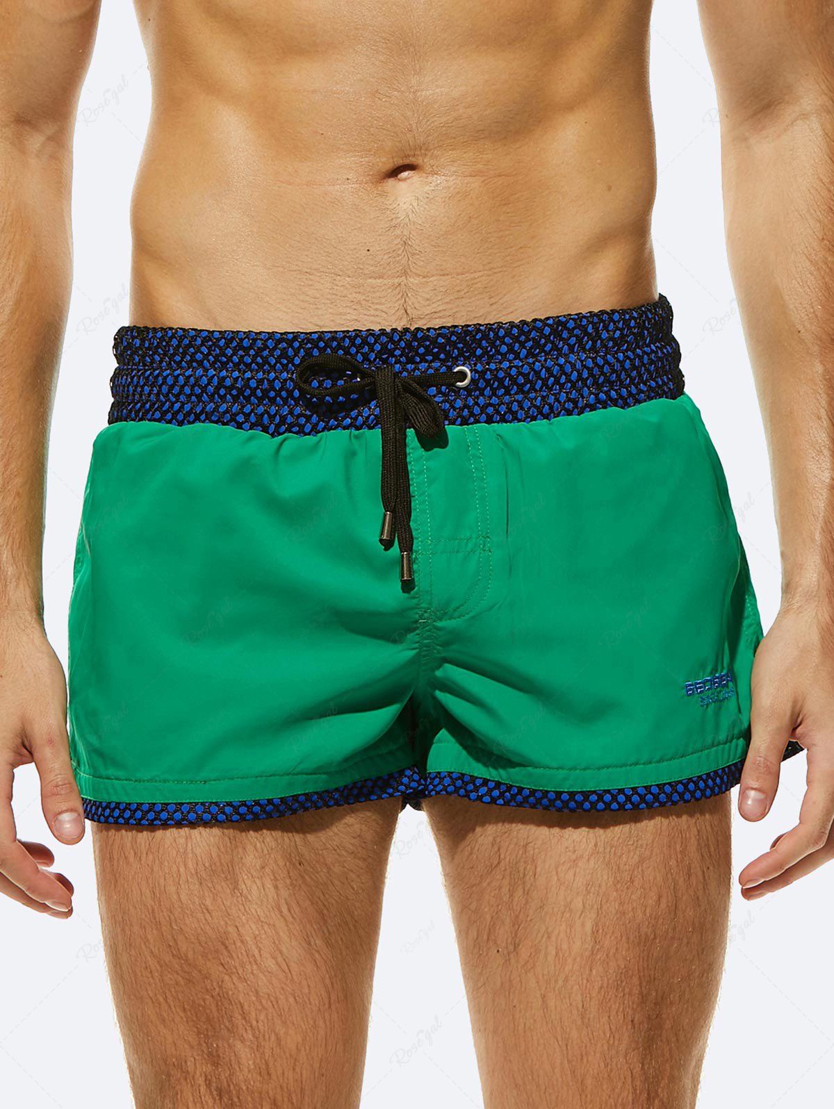 Affordable Beach Contrast Colorblock Drawstrings Casual Board Shorts  