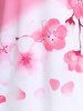 Sakura Print Open Front Kimono and Sakura Blossom Print Crisscross Sundress Plus Size Summer Outfit -  
