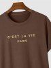 C'EST LA VIE Letter Printed Short Sleeves T-shirt -  