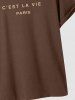 C'EST LA VIE Letter Printed Short Sleeves T-shirt -  