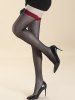 Contrast Color Bowknot Mesh Sheer Thigh High Stockings -  