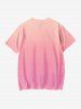 T-shirt Ombré à Imprimé Chat Dessin Animé de Grande Taille pour Enfants - Rose clair 140