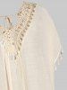 Crochet Tassel Tie Up Slit High Low Cover Up -  