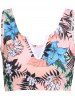 Tropical Beach Cut Out Leaf Floral Print Self Belted Tankini Swimwear -  