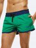 Beach Contrast Colorblock Drawstrings Casual Board Shorts -  