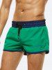 Beach Contrast Colorblock Drawstrings Casual Board Shorts -  