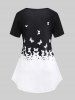 Plus Size Butterfly Two Tone Short Sleeves Tee -  