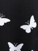 T-shirt Bicolore Papillon de Grande Taille à Manches Courtes - Noir 