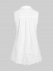 Plus Size Half Button Broderie Anglaise Sleeveless Blouse -  