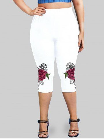 Leggings Corsaire à Imprimé Rose à Taille Haute Grande Taille