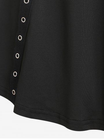 Plus Size Lace Panel Grommet Ruched Backless Tunic Tank Top