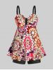 Plus Size & Curve Tribal Print High Waist Modest Tankini Swimsuit -  